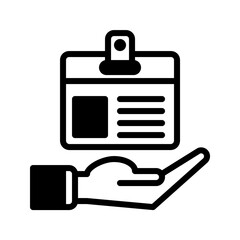 id card and hand icon outline black style. Business and finance icons