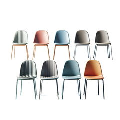 Set of chairs on transparent background.