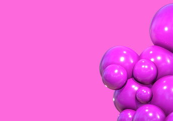 3D balls purple bubble balloon color glossy 3d render shepres ball group background