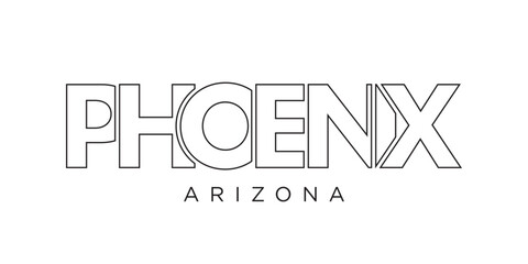 Phoenix, Arizona, USA typography slogan design. America logo with graphic city lettering for print and web.
