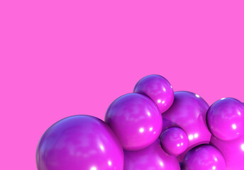 3D balls purple bubble balloon color glossy 3d render shepres ball group background