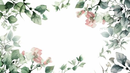 Fototapeta premium A white background with a flowery border