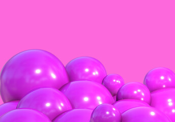 3D balls purple bubble balloon color glossy 3d render shepres ball group background
