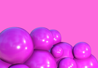 3D balls purple bubble balloon color glossy 3d render shepres ball group background