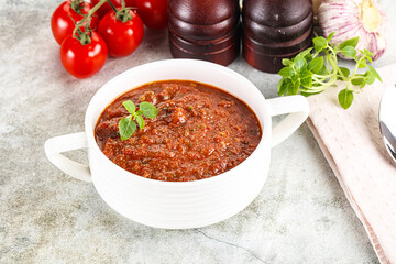 Spanish traditional gazpacho tomato soup