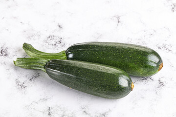 Sliced raw young green zucchini