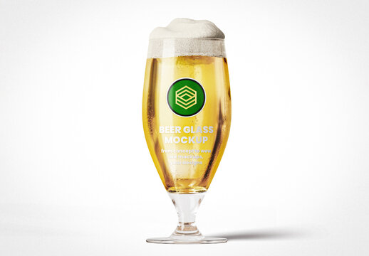Beer Glass with Foam Mockup