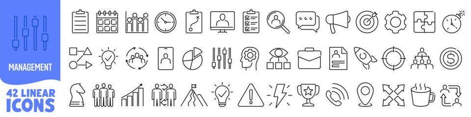 Management icon set. Management icon. Linear style.