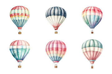 Air Balloon Collection Bundle Set Isolated on a Transparent Background