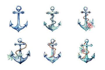 Anchor Collection Bundle Set Isolated on a Transparent Background