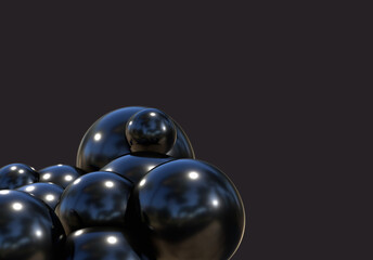 3D balls black bubble balloon color glossy 3d render shepres ball group background