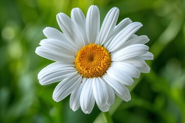 Fototapeta premium Macro Photography of White Daisy with Yellow Center in Meadow