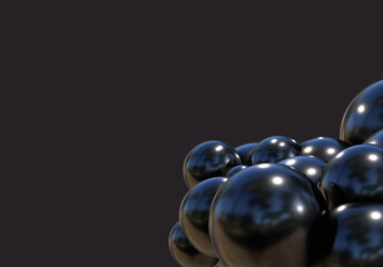 3D balls black bubble balloon color glossy 3d render shepres ball group background