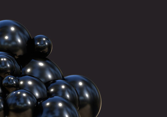 3D balls black bubble balloon color glossy 3d render shepres ball group background