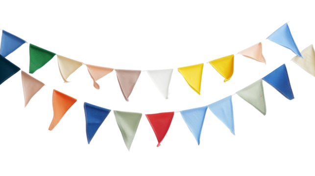 Celebration pennant chain on white background