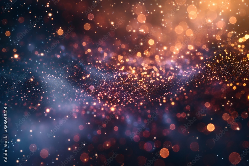 Poster magical dust particles abstract bokeh background.
