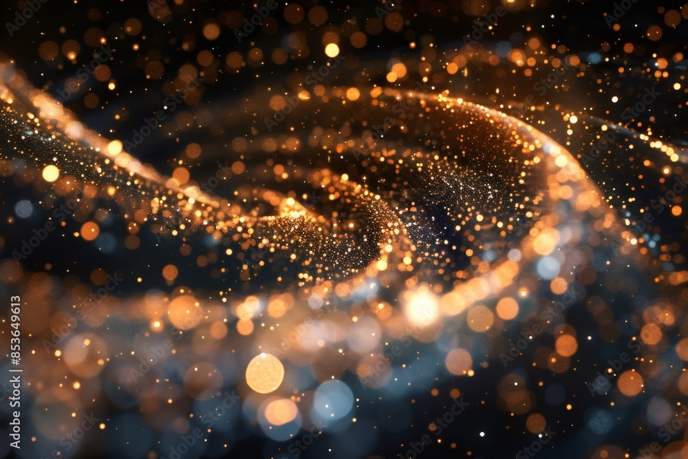 Poster magical dust particles abstract bokeh background.