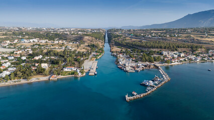 Beautiful and amazing Corinth Canal from sky by Drone