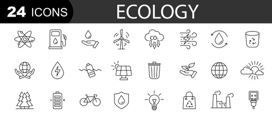 Ecology or Eco Icons Set. Icons for  green technology. Design elements for you projects. Vector illustration
