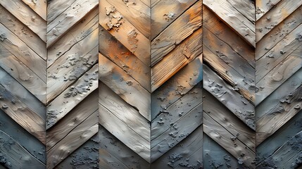 An artistic depiction of weathered wood chevrons on a beach sand background, capturing a nautical theme. The chevrons are crafted from sun-bleached wood, set against the soft