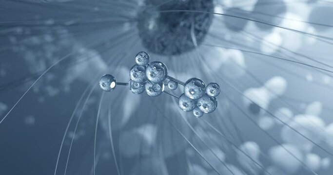 Pyrazinamide rotating molecular 3d structure ball-and-stick model, looped video antituberculosis agents