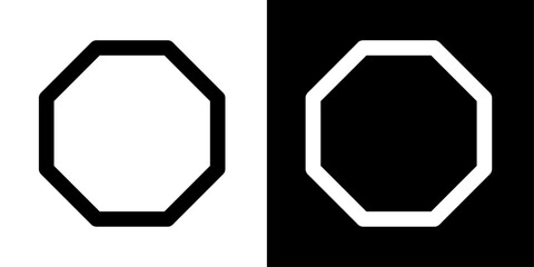 Octagon vector icon set on white background.