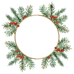 christmas frame with fir branches