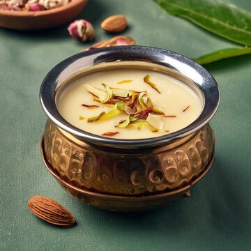 Indian special sweet food rabri or rabdi made with pure milk garnished with dry fruits