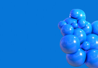 3D balls blue color balloon glossy 3d render shepres ball group background