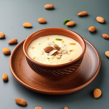 Indian special sweet food rabri or rabdi made with pure milk garnished with dry fruits