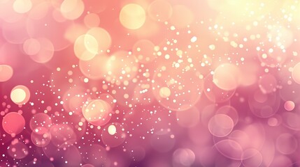 Abstract background with pink and yellow bokeh lights and sparkling particles.