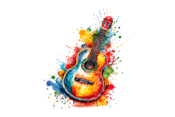 watercolor Cinco de Mayo guitar sublimation clipart