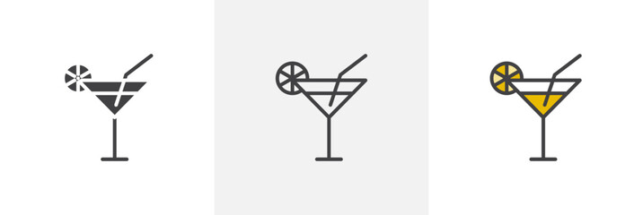 Citrus Glass flat thin line icon collection.