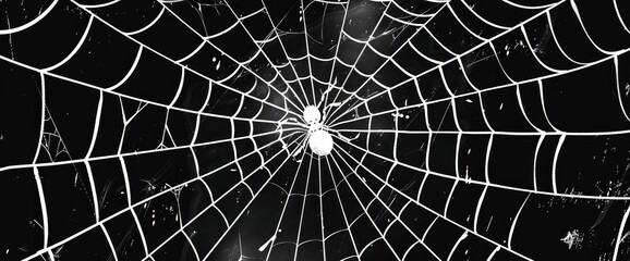 Obraz premium Monochrome Abstract Spider Web, Cartoon