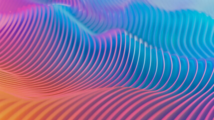 A digital trippy showcases waves in a gradient spectrum.