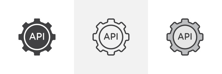 API flat thin line icon collection.