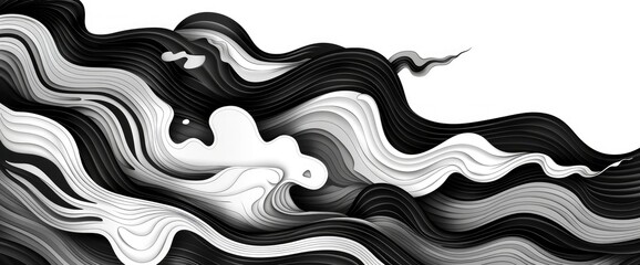 Fototapeta premium Monochrome Abstract Tidal Waves, Cartoon