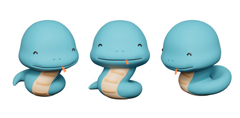 2025 year blue snake characters 3D graphics