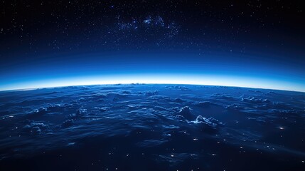 Fototapeta premium Stunning View of Earth from Space with Starry Sky and Horizon at Night. International Day of Human Space Flight.