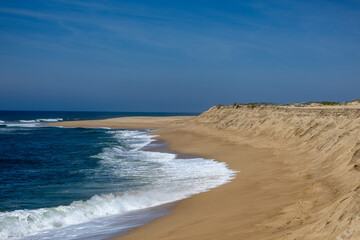 The coast of Atlantic ocean in Nazare, Portugal
