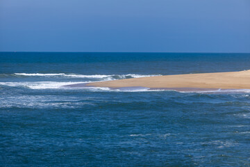 The coast of Atlantic ocean in Nazare, Portugal