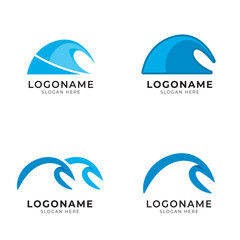 wave sea logo icon set