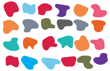 coloring and black/white Blob shape organic set. Fluid cooler blob shape vector for abstract design. Abstract watery forms template. Organic blobs set icon on transparent background.