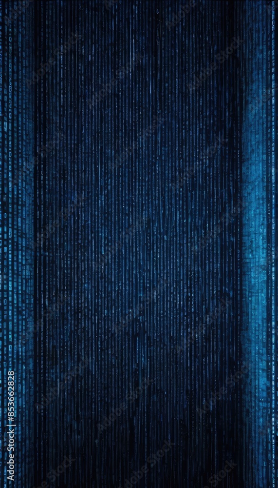 Wall mural Cascading blue binary code on a dark canvas, depicting the immersive experience of the digital universe