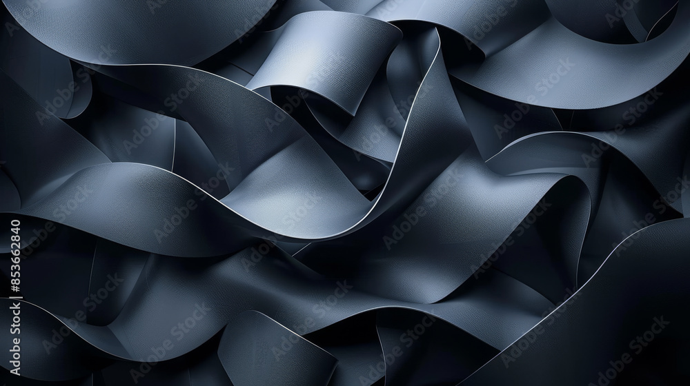 Poster abstract dark 3d composition with complex interlocking shapes and a moody atmosphere generative ai