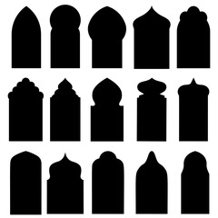 Arabian window icon vector set. Window illustration sign collection. Arabic style symbol or logo.