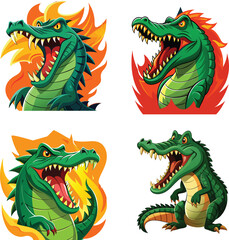 Prehistoric crocodile animal with open jaws