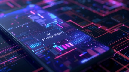 Close-up of a smartphone screen displaying AI Integration, highlighting advanced smart technology and innovation in mobile devices.