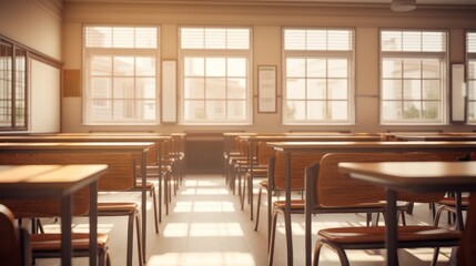Classroom interior with blurred background