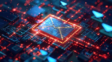 Fototapeta premium Concept art of a digital shield protecting an email inbox, representing robust cybersecurity measures